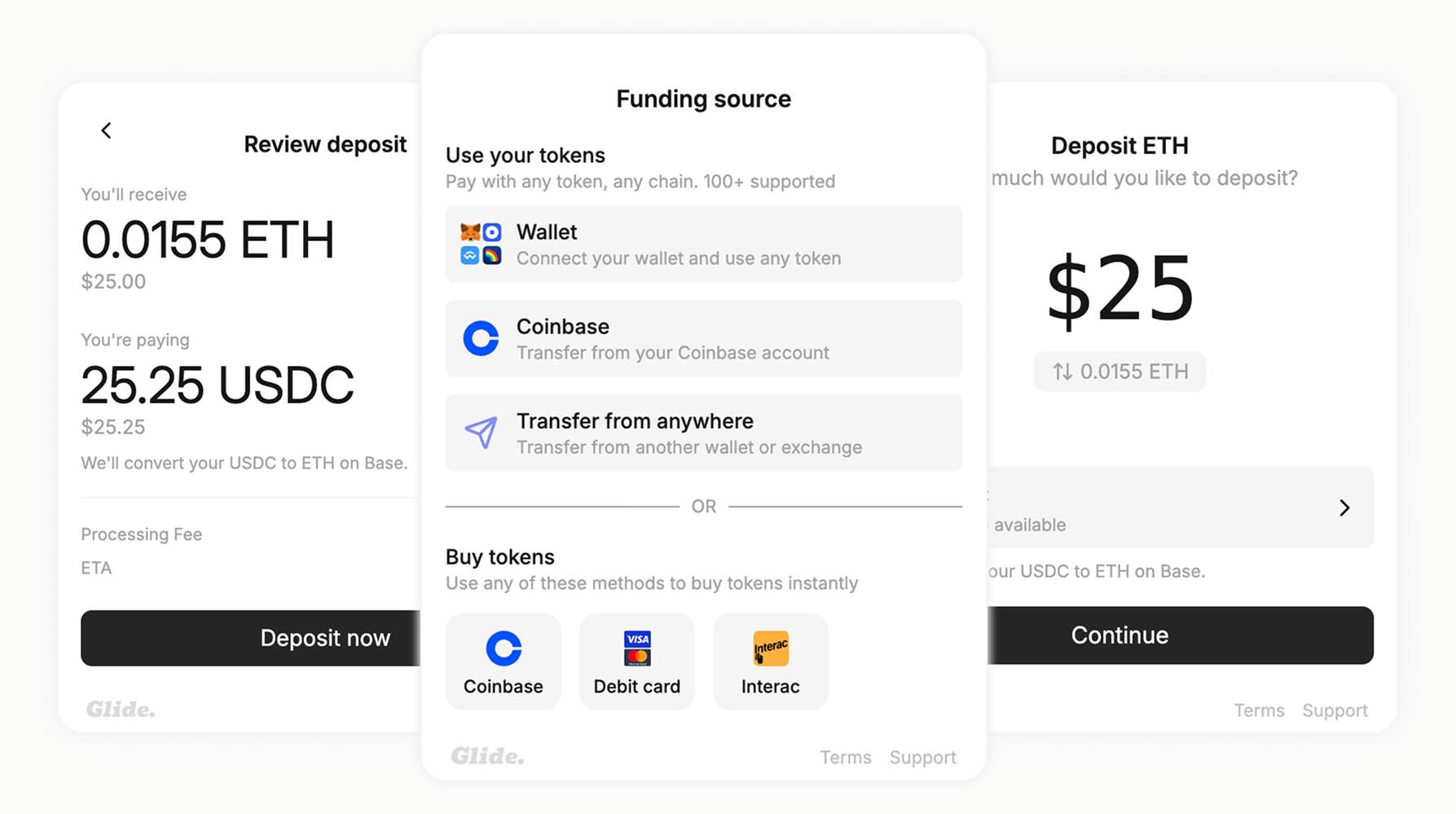 Glide Crypto Checkout Widget - Accept any token from any blockchain with customizable UI